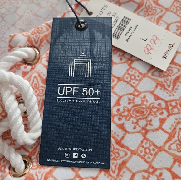 CABANA LIFE BY TALBOTS POOL / BEACH COVERUP PULLOVER TIE CLOSE WOMENS L NWT - Picture 6 of 8